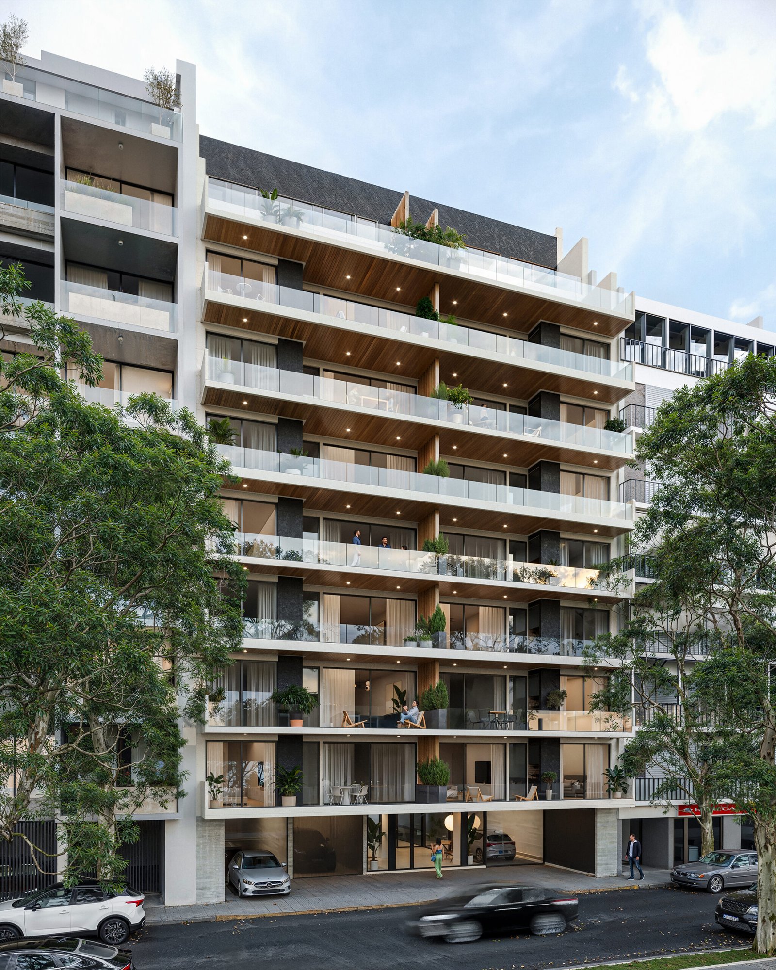 Edificio residencial moderno en vista vertical