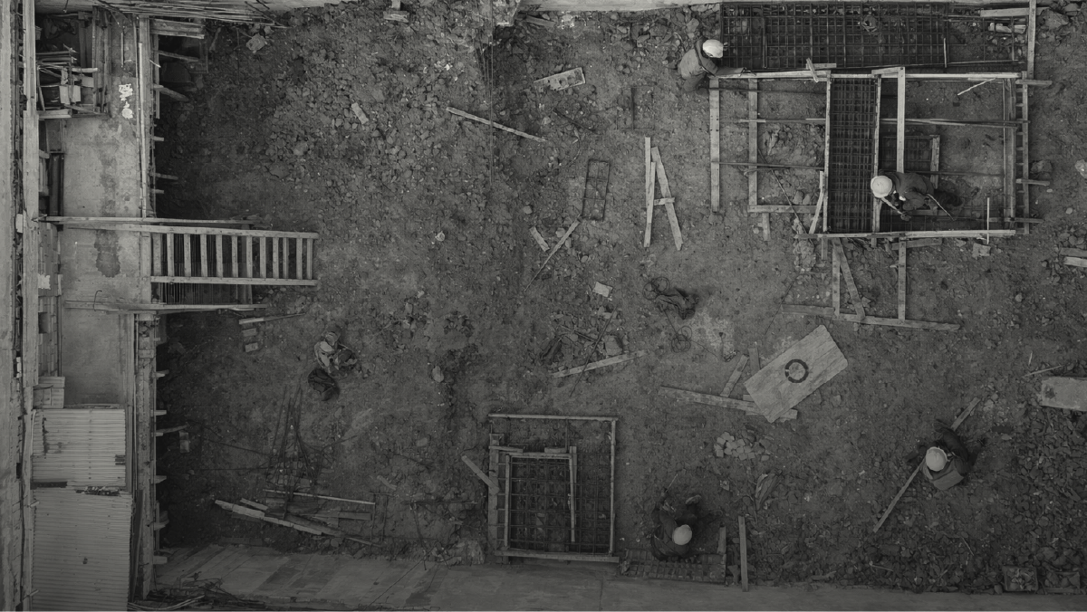 Vista aérea de una obra en construcción