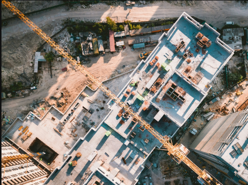 Vista cenital de obra en construcción